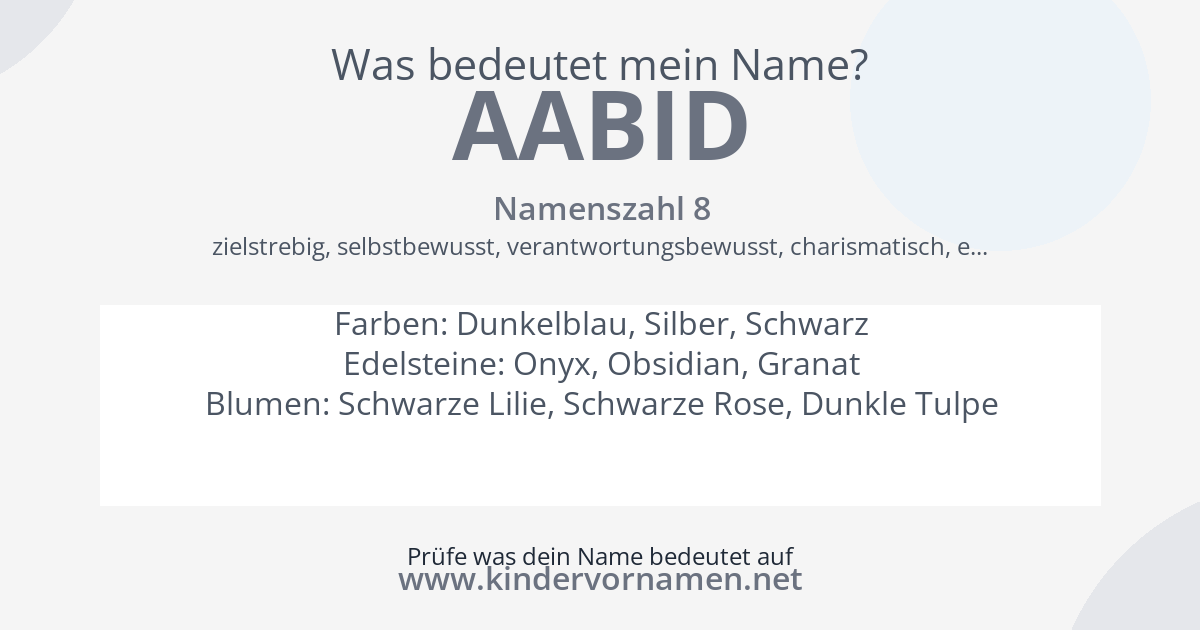 Was bedeutet der Name Aabid?