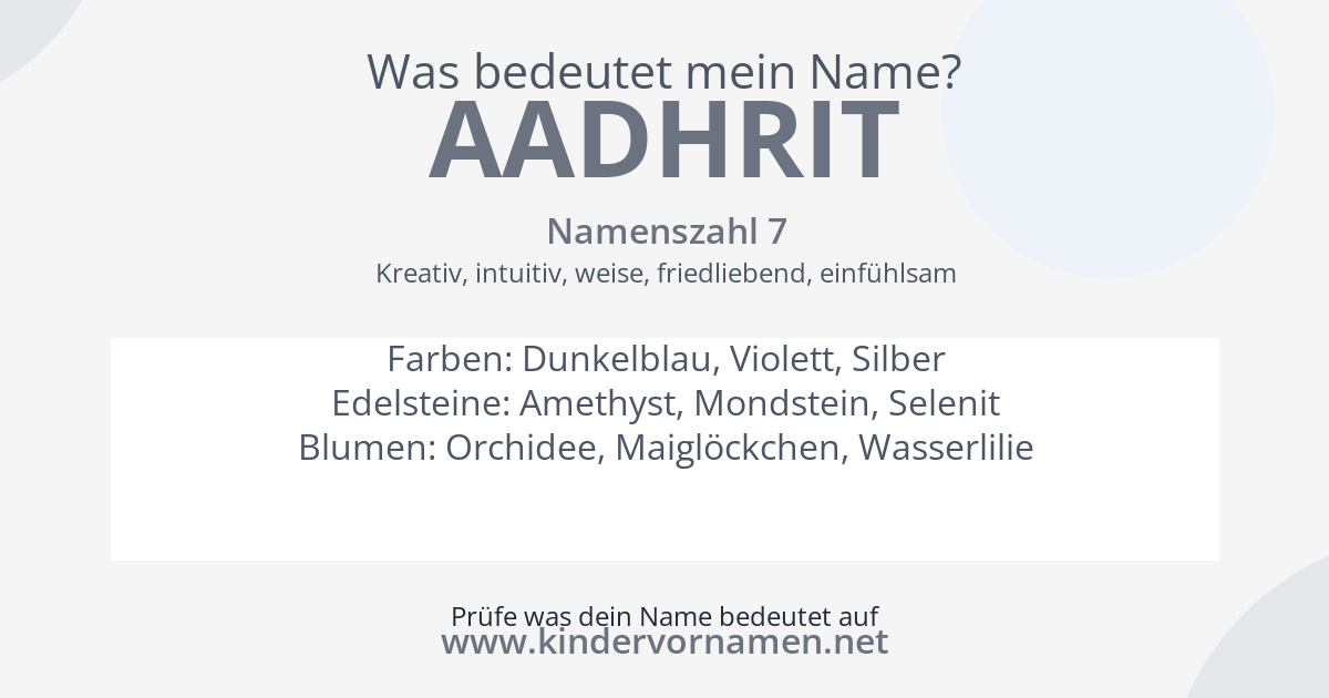 Was bedeutet der Name Aadhrit?
