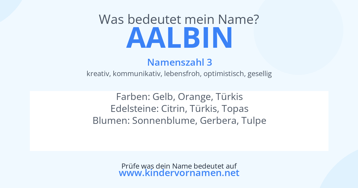 Was bedeutet der Name Aalbin?