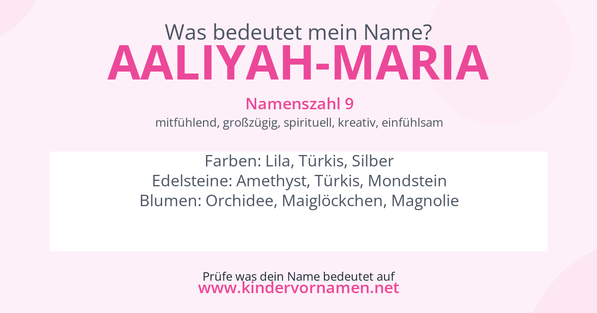 Was bedeutet der Name Aaliyah-Maria?