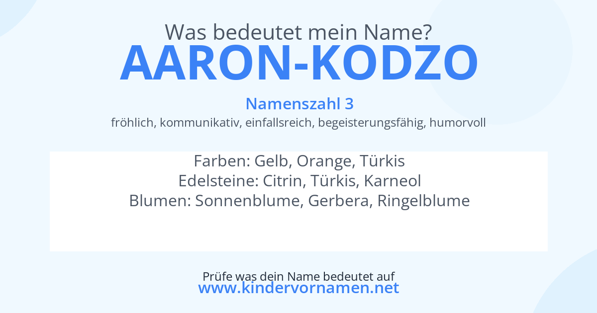 Was bedeutet der Name Aaron-Kodzo?