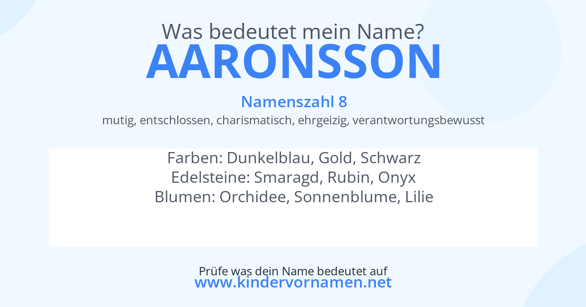 Was bedeutet der Name Aaronsson?