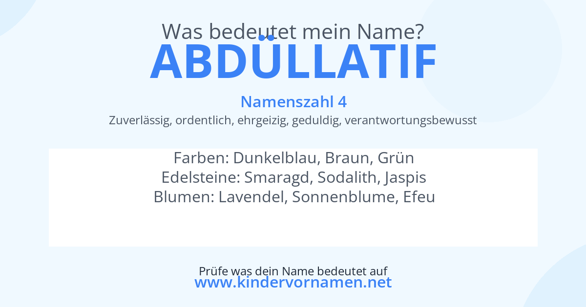 Was bedeutet der Name Abdüllatif?