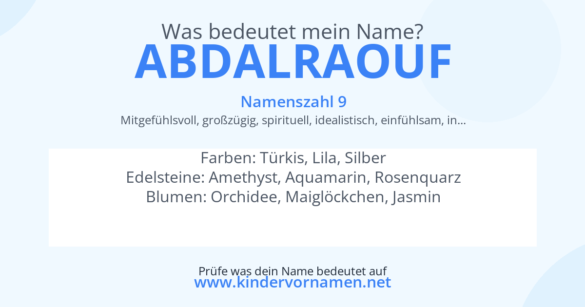 Was bedeutet der Name Abdalraouf?