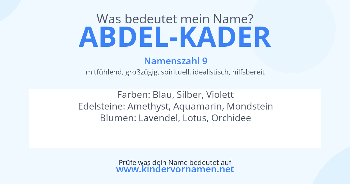 Was bedeutet der Name Abdel-Kader?