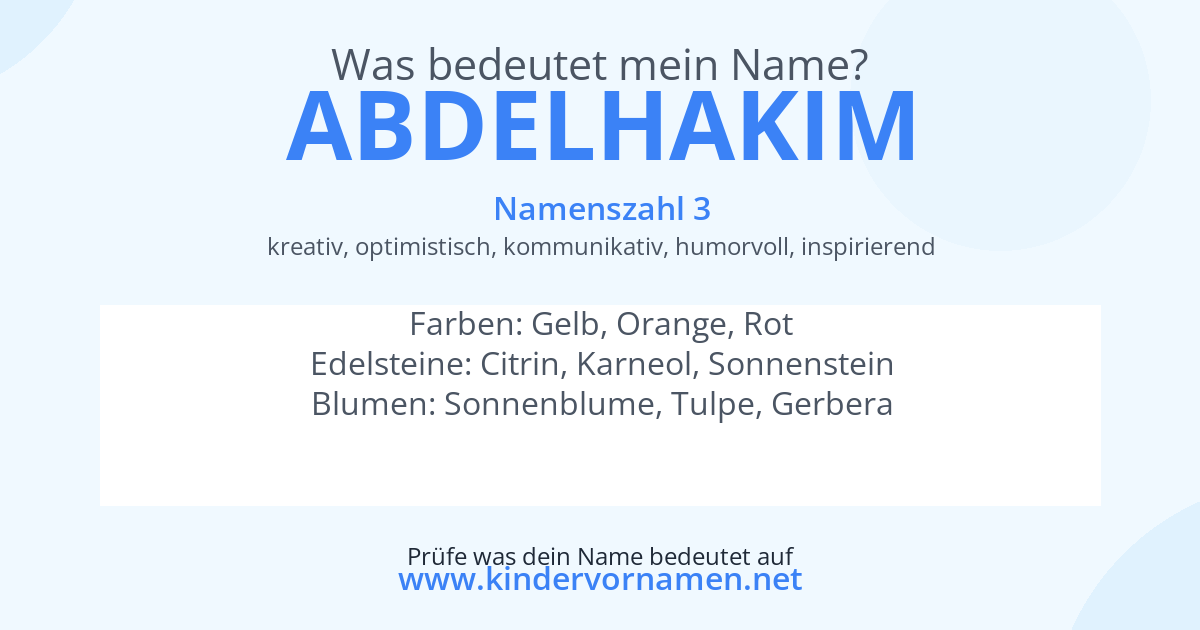 Was bedeutet der Name Abdelhakim?