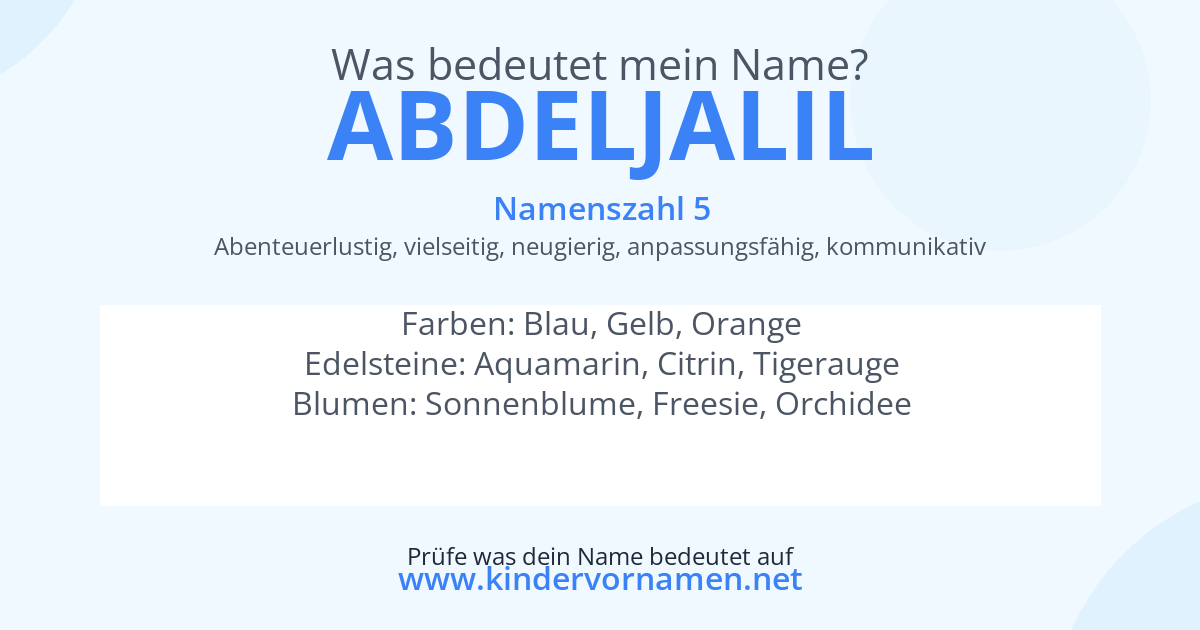 Was bedeutet der Name Abdeljalil?
