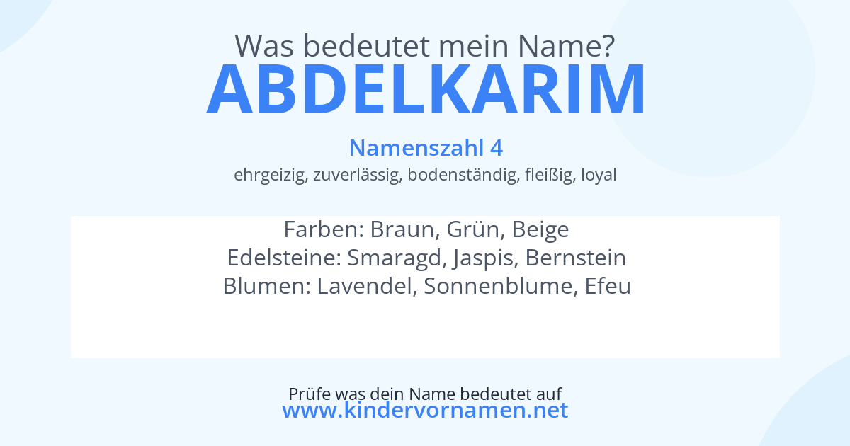 Was bedeutet der Name Abdelkarim?