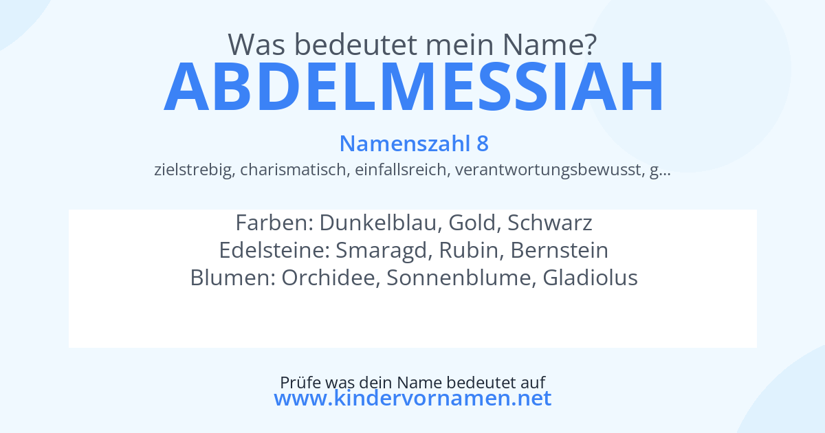 Was bedeutet der Name Abdelmessiah?