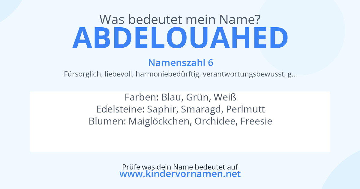 Was bedeutet der Name Abdelouahed?