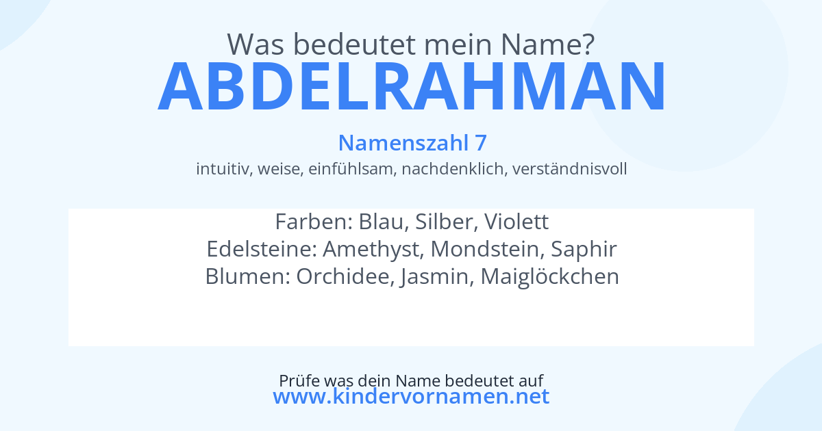 Was bedeutet der Name Abdelrahman?