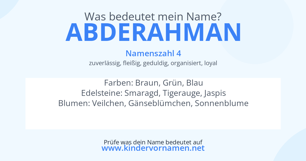 Was bedeutet der Name Abderahman?