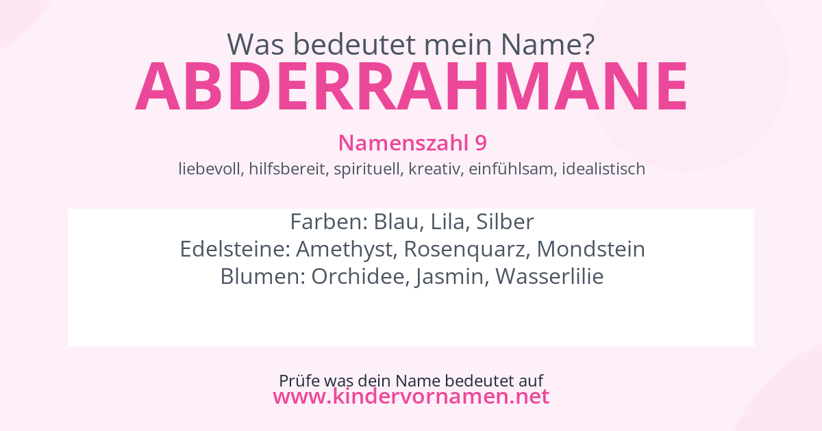 Was bedeutet der Name Abderrahmane?