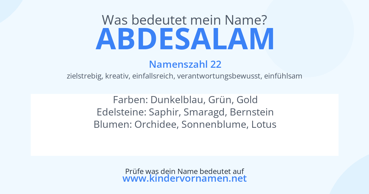 Was bedeutet der Name Abdesalam?