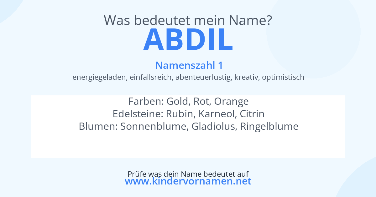 Was bedeutet der Name Abdil?