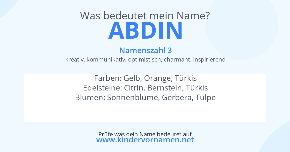 Was bedeutet der Name Abdin?