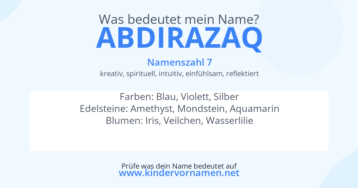 Was bedeutet der Name Abdirazaq?