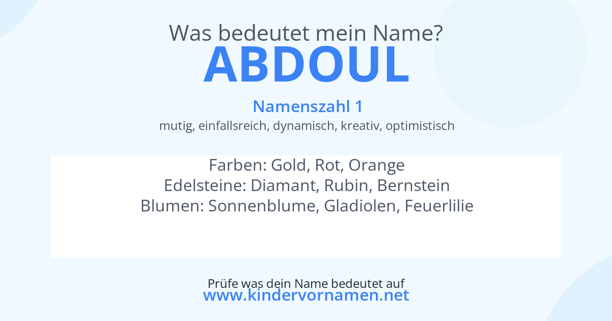 Was bedeutet der Name Abdoul?