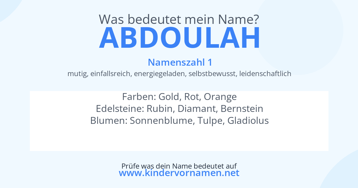 Was bedeutet der Name Abdoulah?