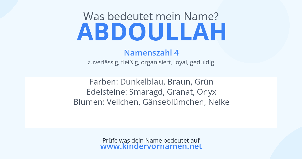 Was bedeutet der Name Abdoullah?