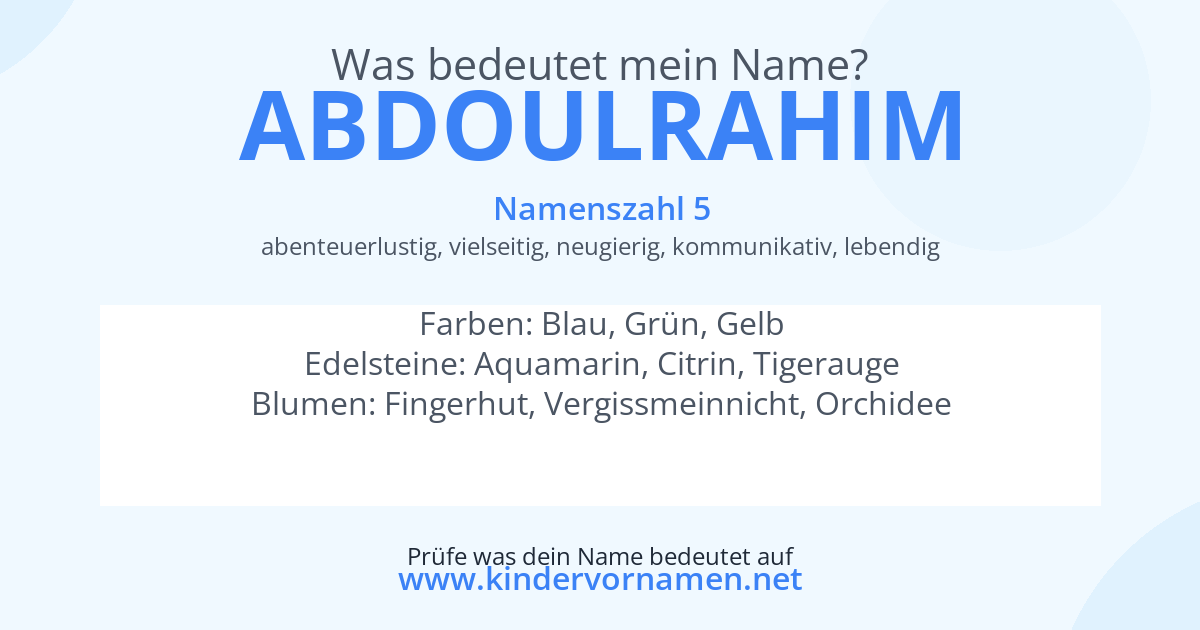 Was bedeutet der Name Abdoulrahim?