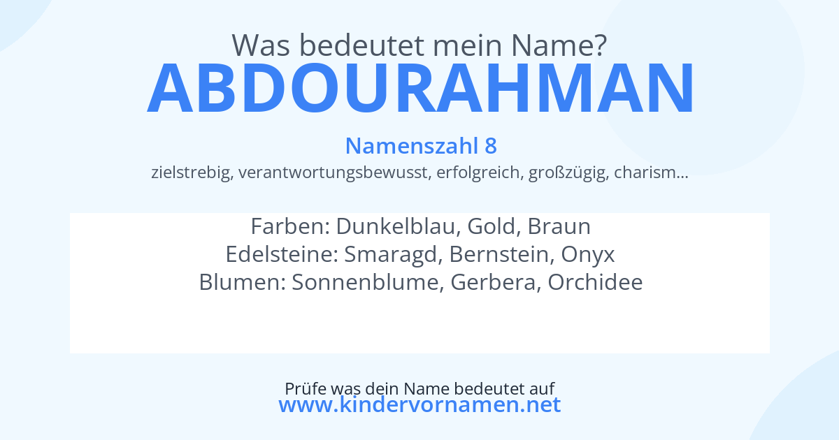 Was bedeutet der Name Abdourahman?