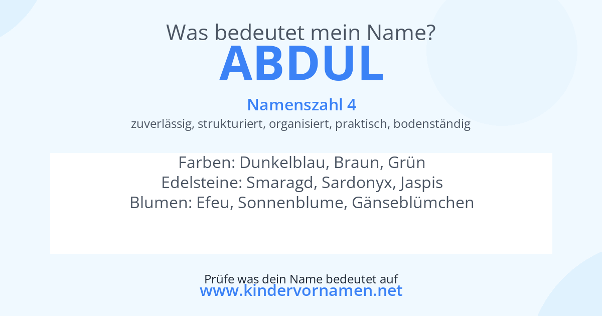 Was bedeutet der Name Abdul?