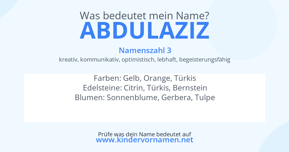 Was bedeutet der Name Abdulaziz?