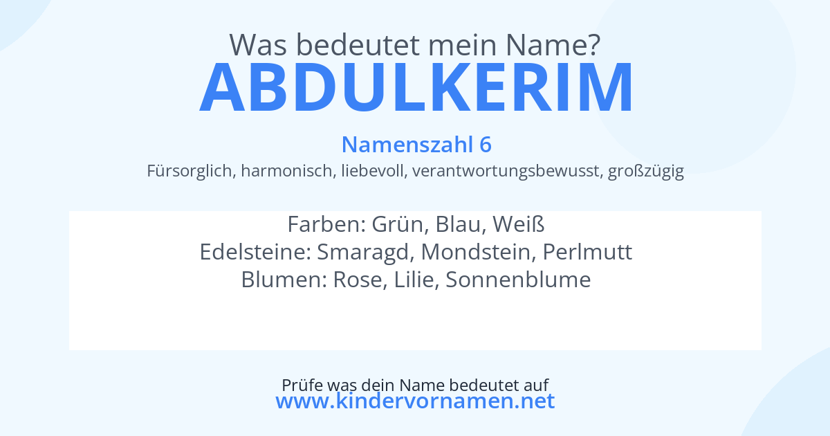 Was bedeutet der Name Abdulkerim?