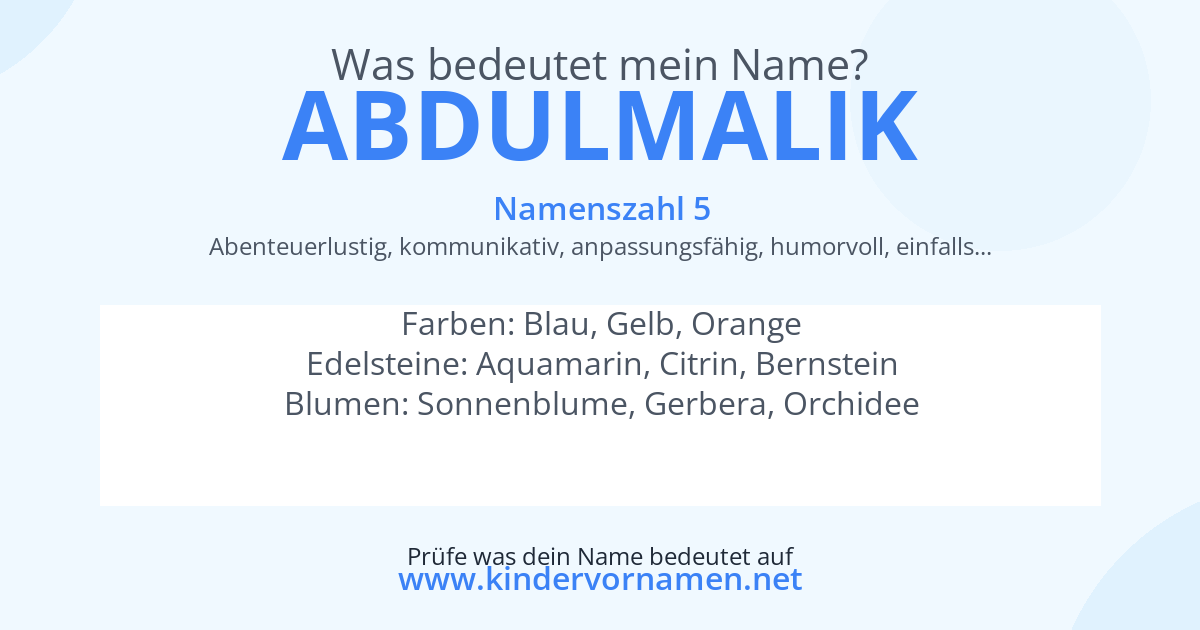 Was bedeutet der Name Abdulmalik?