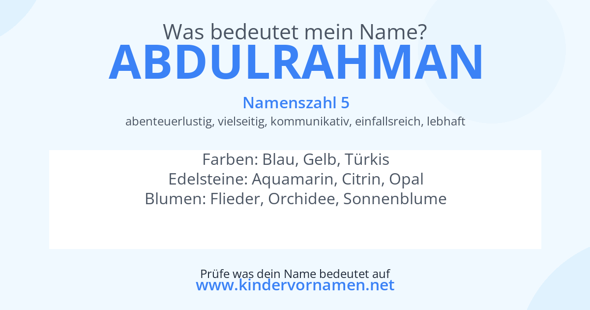 Was bedeutet der Name Abdulrahman?
