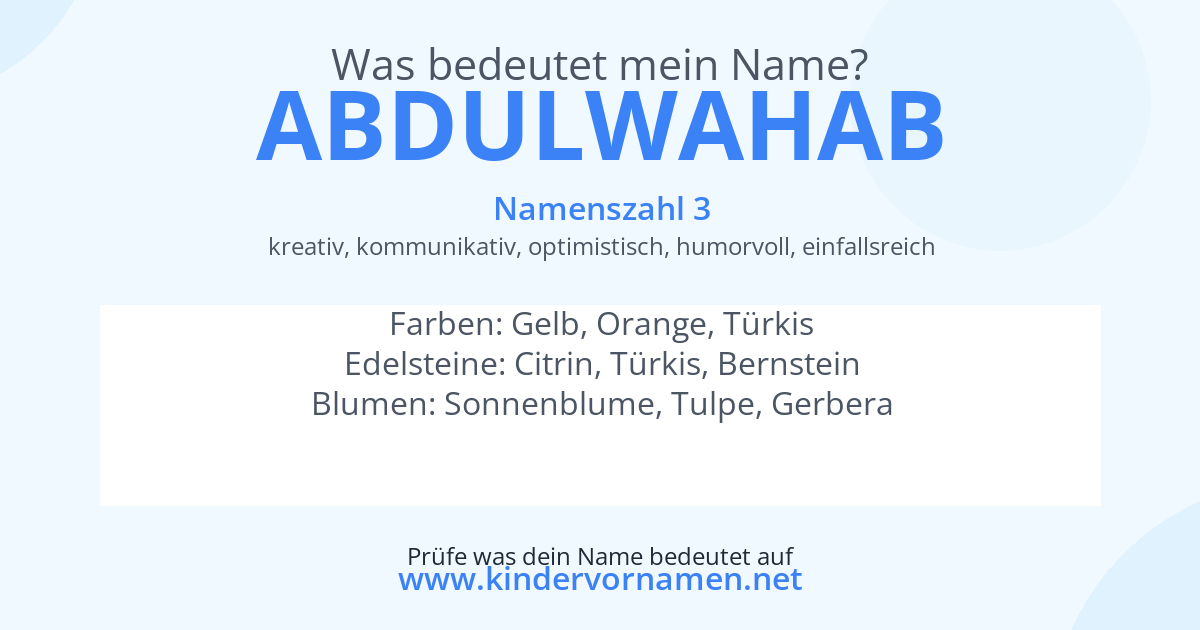 Was bedeutet der Name Abdulwahab?