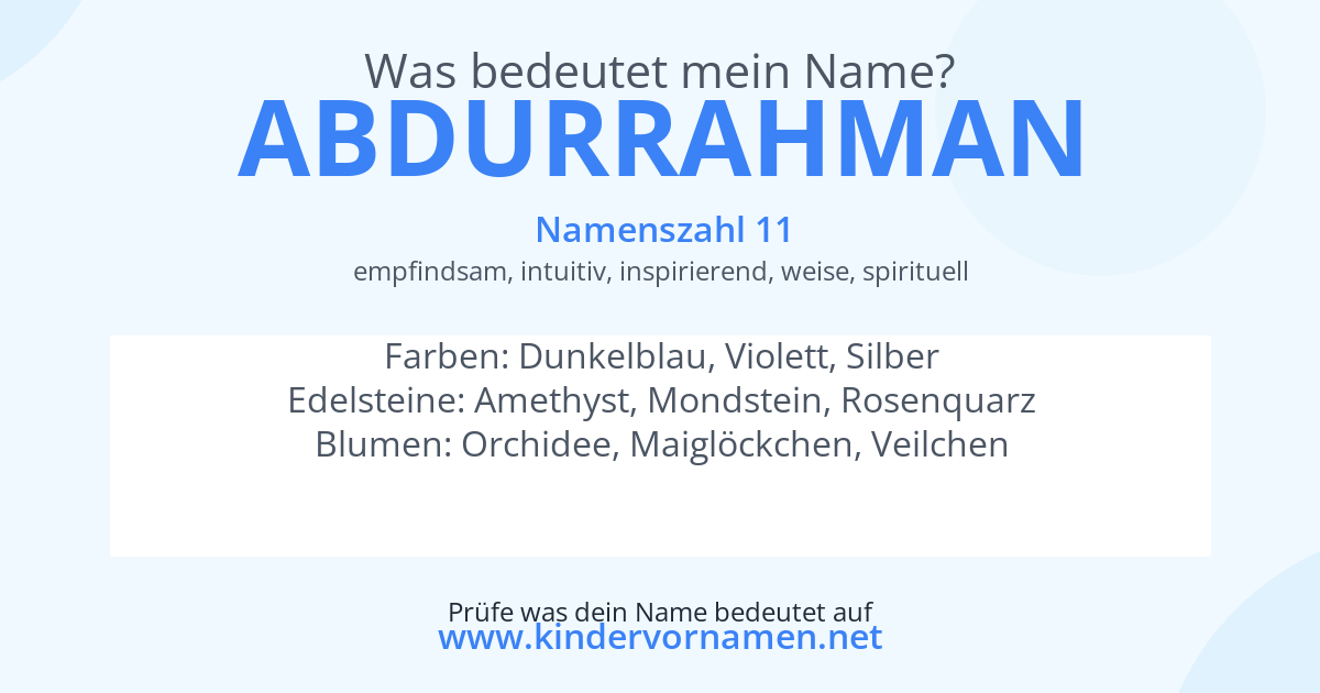 Was bedeutet der Name Abdurrahman?