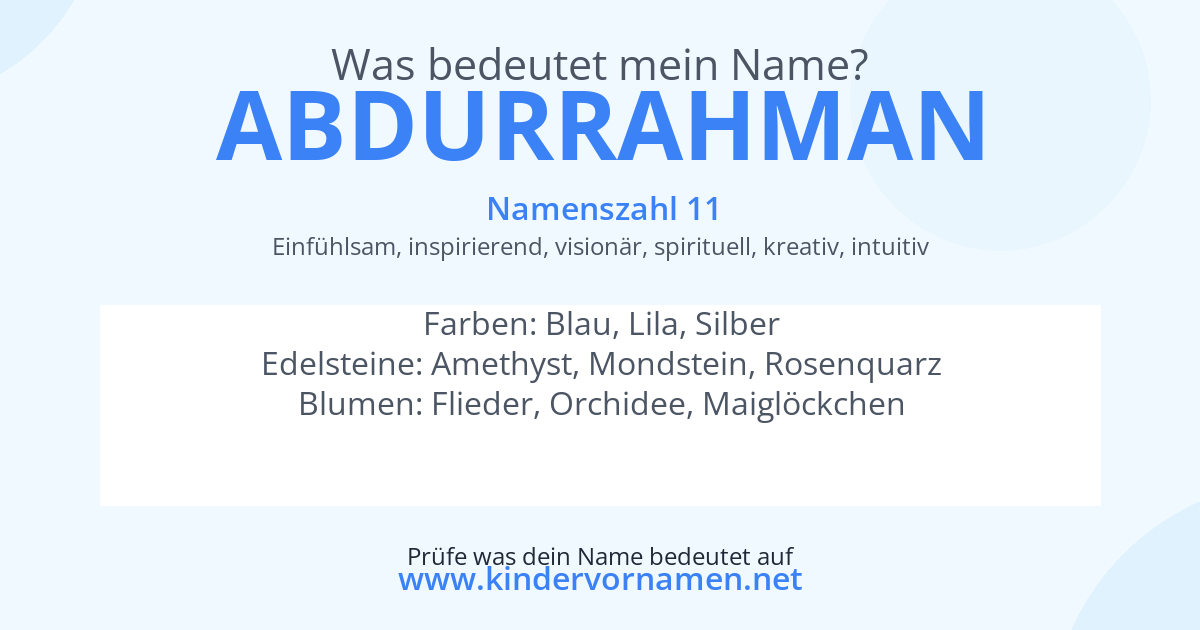 Was bedeutet der Name Abdurrahman?