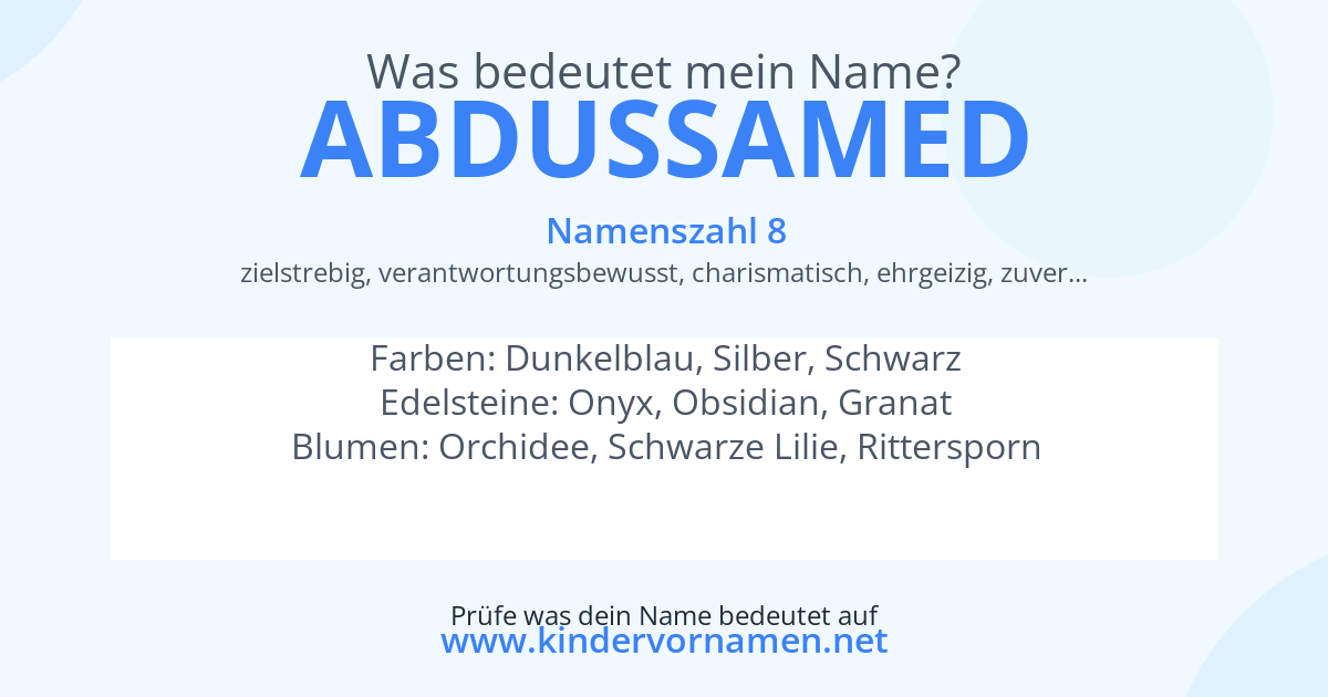 Was bedeutet der Name Abdussamed?