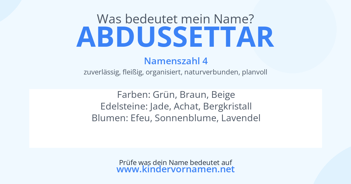 Was bedeutet der Name Abdussettar?