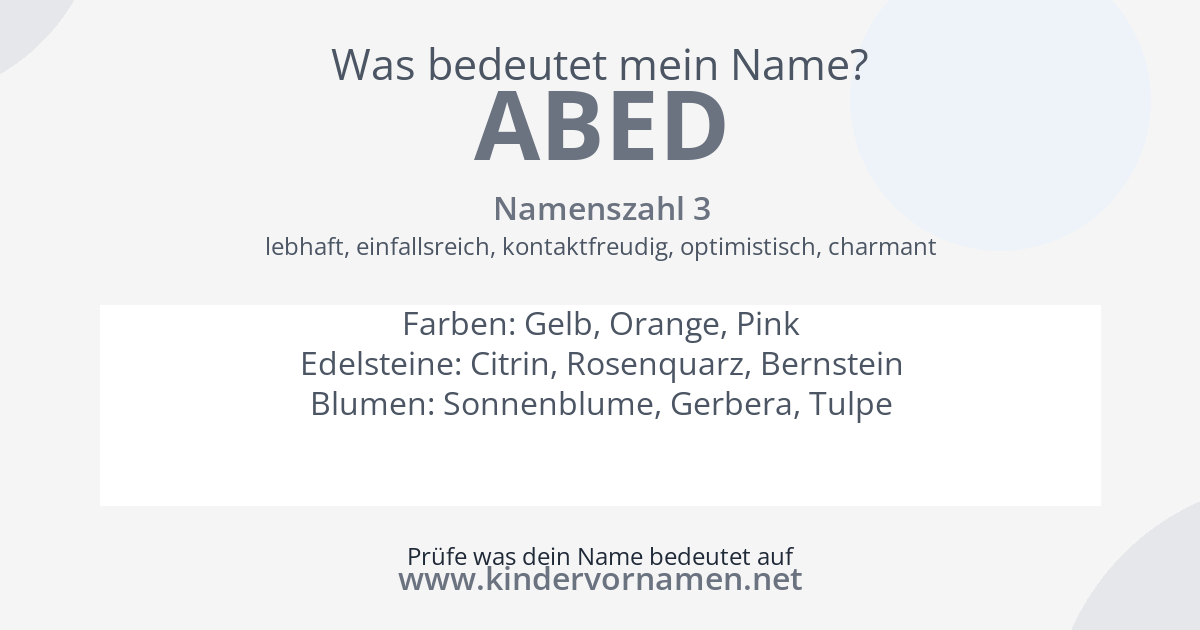 Was bedeutet der Name Abed?