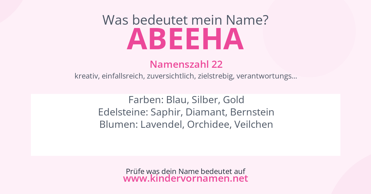 Was bedeutet der Name Abeeha?