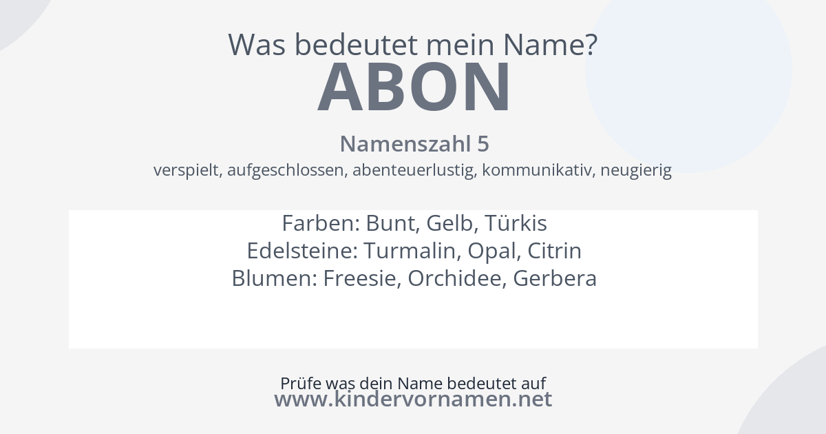 Was bedeutet der Name Abon?