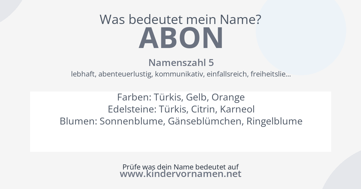 Was bedeutet der Name Abon?