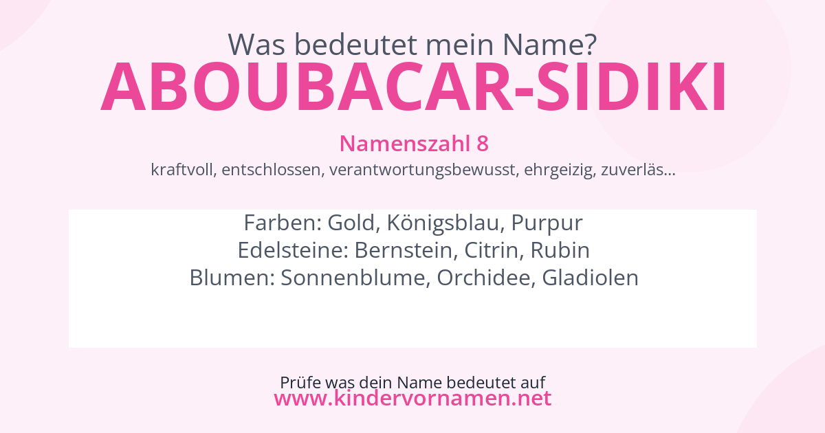 Was bedeutet der Name Aboubacar-Sidiki?