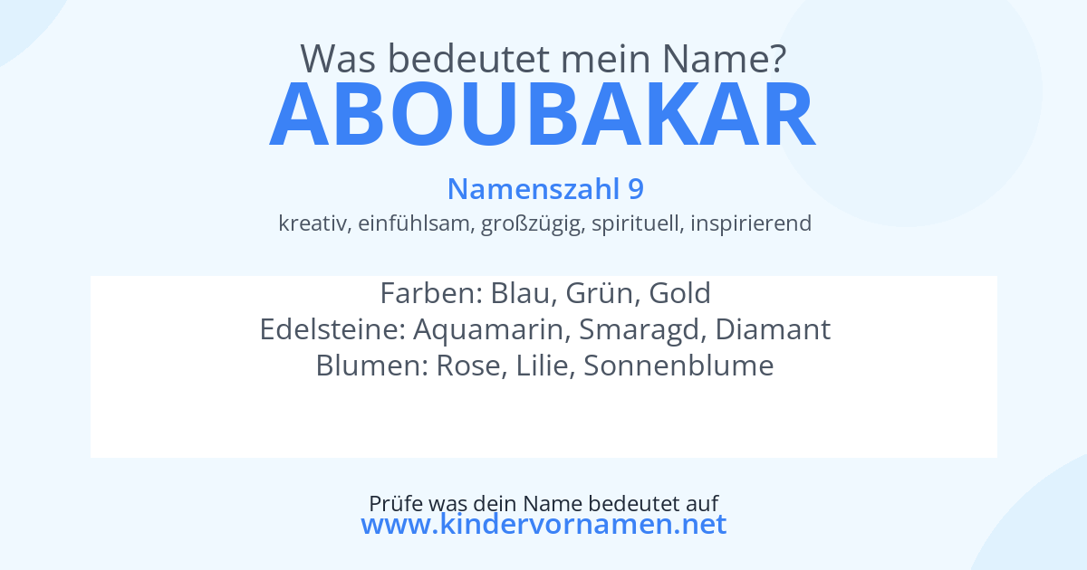 Was bedeutet der Name Aboubakar?