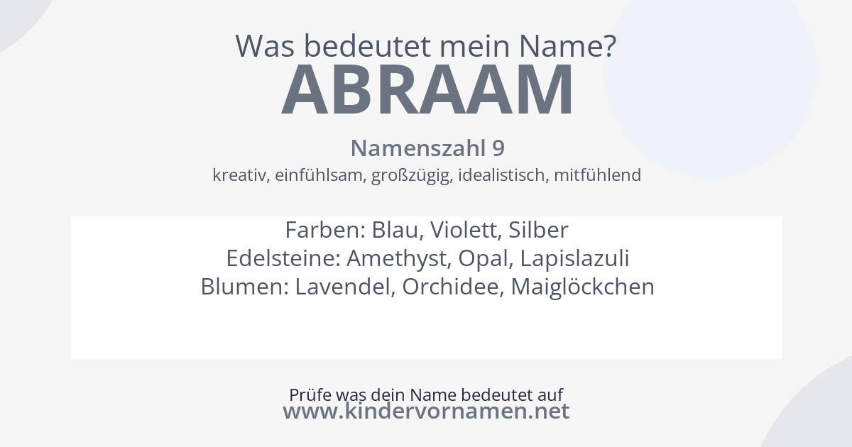 Was bedeutet der Name Abraam?