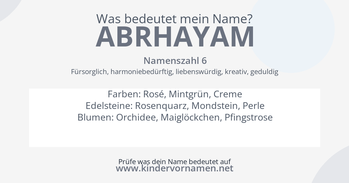 Was bedeutet der Name Abrhayam?