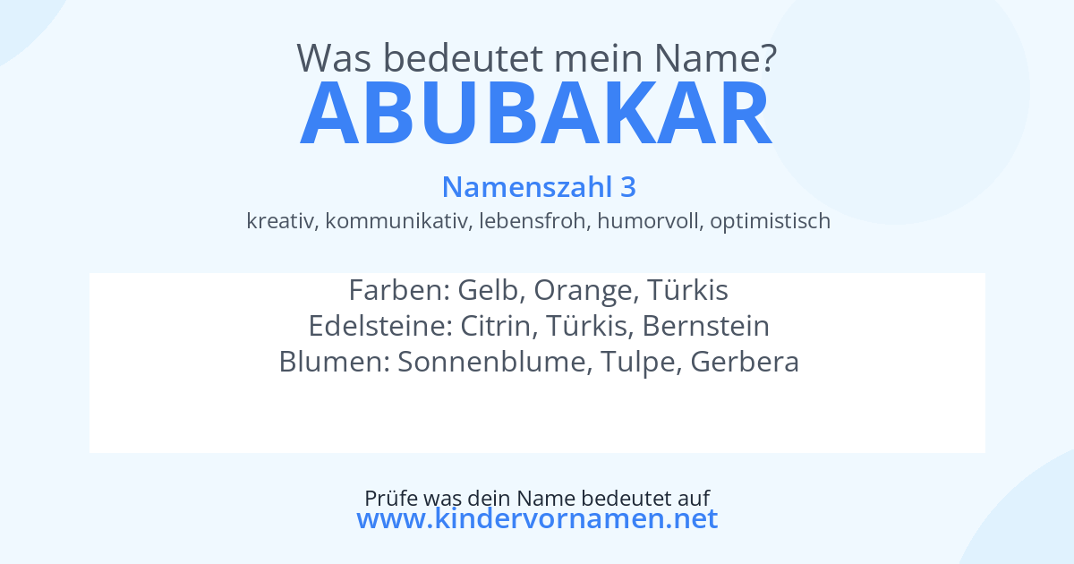 Was bedeutet der Name Abubakar?