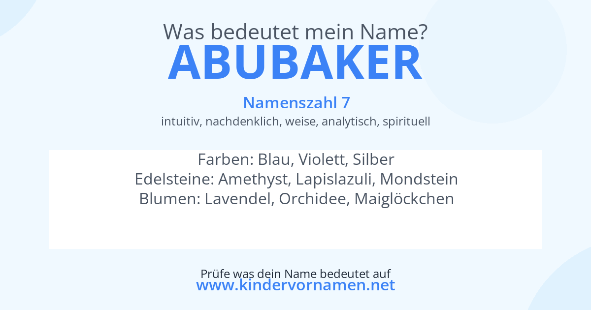 Was bedeutet der Name Abubaker?