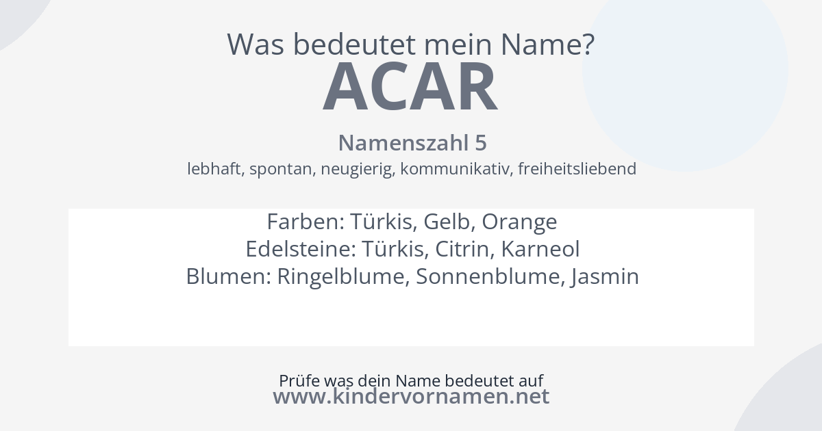 Was bedeutet der Name Acar?
