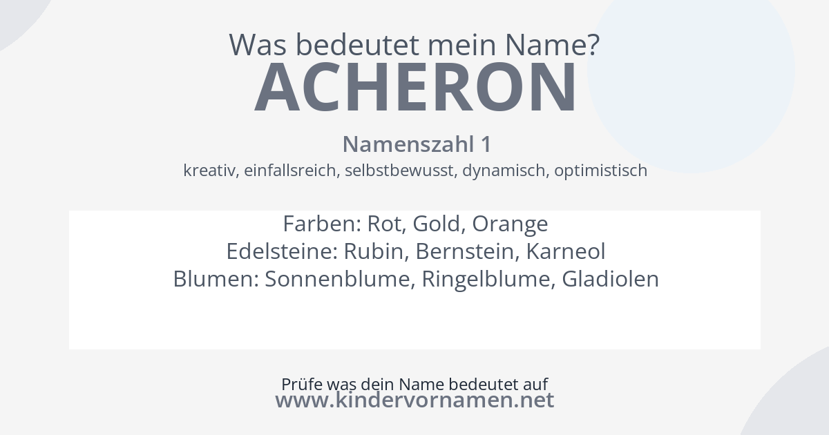 Was bedeutet der Name Acheron?