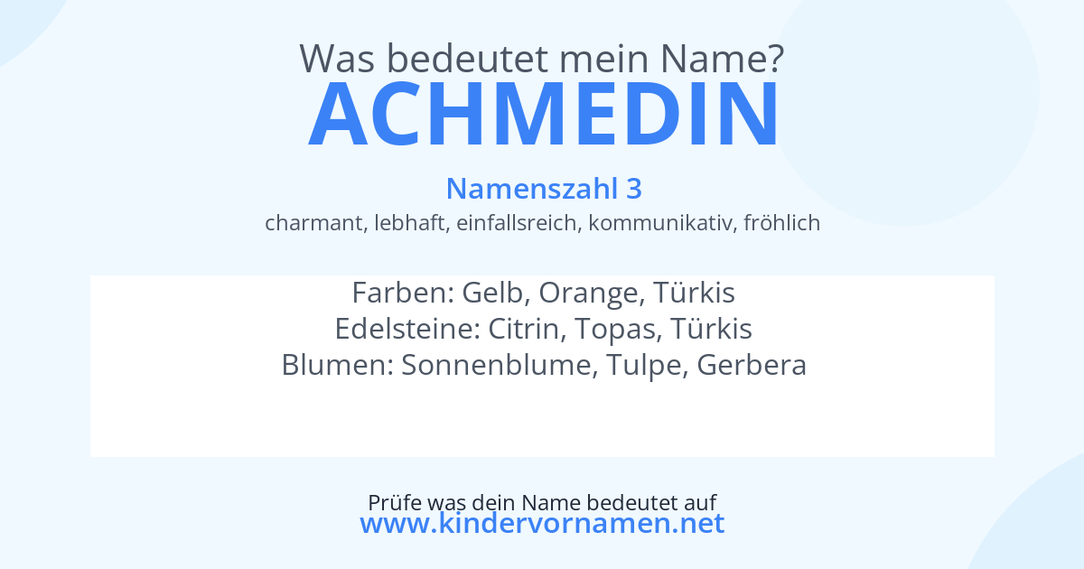 Was bedeutet der Name Achmedin?
