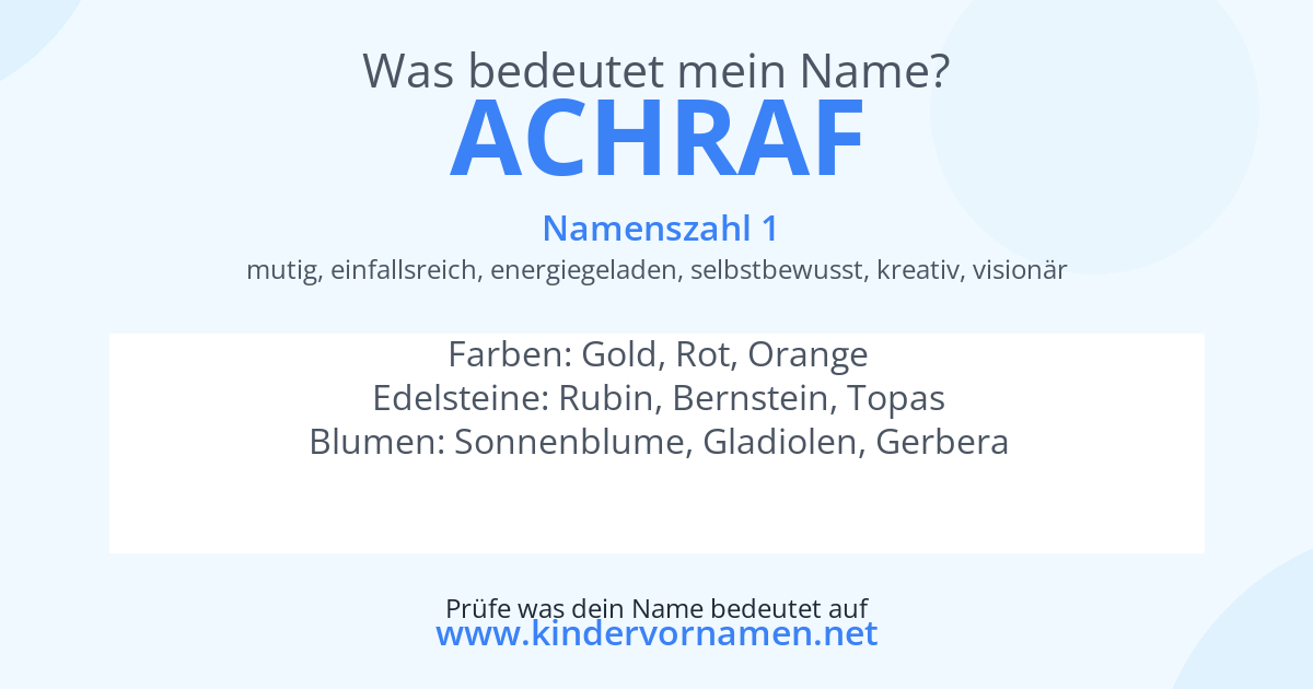 Was bedeutet der Name Achraf?